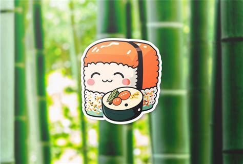 Cute Sushi Sticker Laptop Sticker Scrapbook Sticker Asian Food Sticker