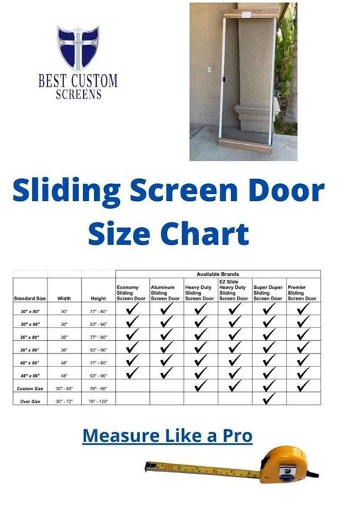 Sliding Screen Door Size Chart And Information In 2023 Sliding Screen