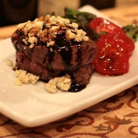 Pan Seared Filet Mignon With Fig Balsamic And Gorgonzola Cheese Pan