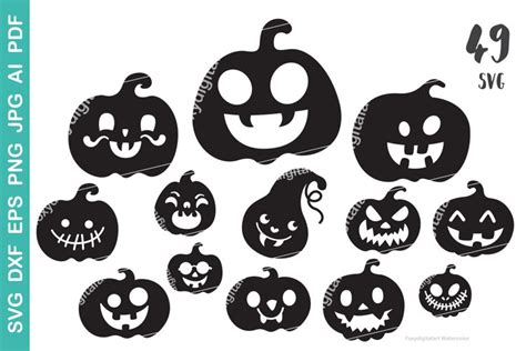 Halloween Pumpkin Face Svg Bundle With Jack O Lantern Scary