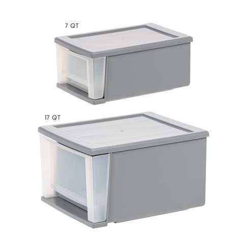 Iris Usa 17 Qt 4 Gal Stackable Plastic Storage Drawer Gray