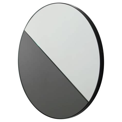 Orbis Dualis Mixed Tint Silver Black Round Mirror With Black Frame