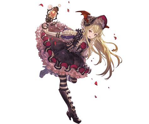 Safebooru 1girl Bangs Blonde Hair Boots Dress Frills Full Body Granblue Fantasy Holding Knee