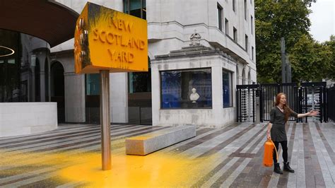 Just Stop Oil protesters spray paint New Scotland Yard | UK News | Sky News