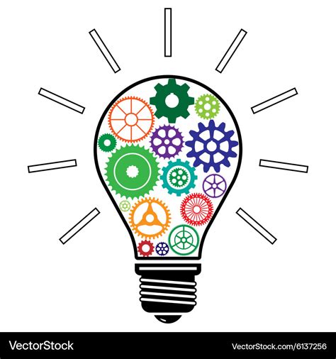 Light Bulb With Colorful Gears Royalty Free Vector Image