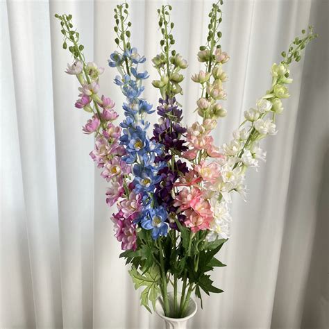 Large Size 106cm Single Stem Delphinium Silk Artificial Flowers Delphinium Bulk For Pot Decor