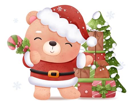 Premium Vector Cute Christmas Baby Bear Illustration