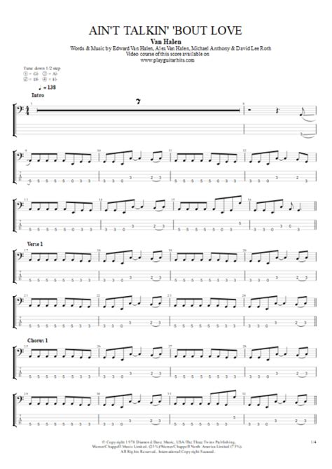 Tablature Ain T Talkin Bout Love De Van Halen Guitar Pro Basse