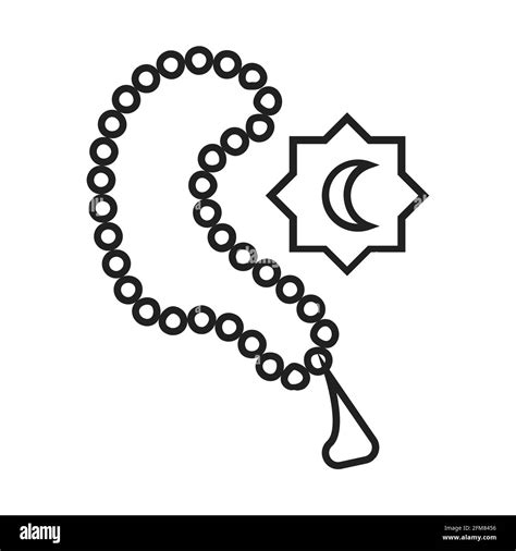 Rosary Beads Prayer Beads Line Icon Vector For Ramadan Kareem Eid Al