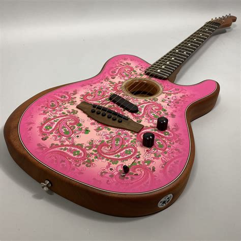 2021 Fender Pink Paisley Acoustasonic Guitar House Of Tulsa