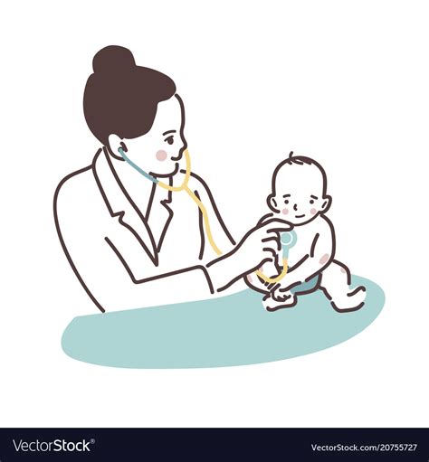 Doctor and baby a female pediatrician Royalty Free Vector