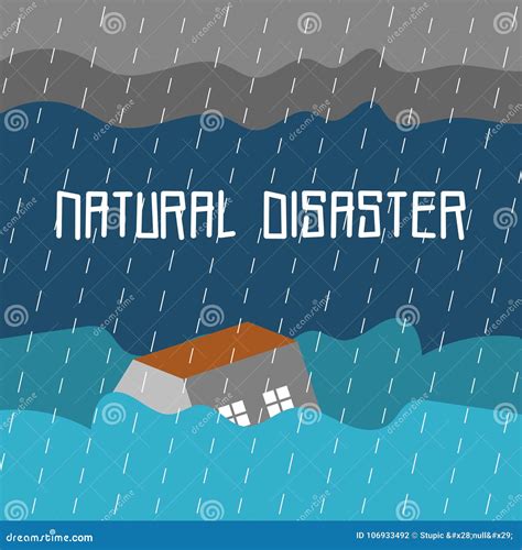 Natural Disaster Illustration Vector Art Logo Template Stock Vector