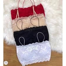 Promoção KIT 3 Top Faixa Renda Forro Sutiã Sem Bojo Alça Fina Lingerie Atacado Crooped