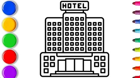 Cute Hotel Drawing, Painting and Coloring for Kids & Toddlers. How To ...