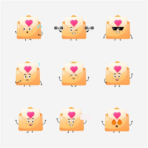 Cute Love Letter Character Vector Illustration 35093383 Vector Art At