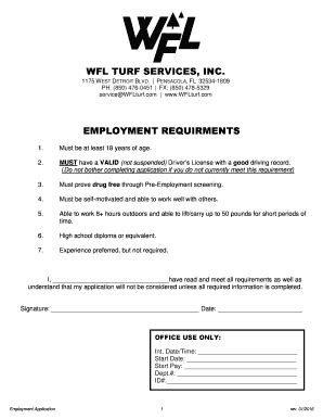 Fillable Online WFL TURF SERVICES INC Fax Email Print PdfFiller