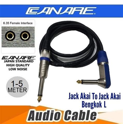 Jual Kabel Audio Jack Gitar Bass Instrument Canare Akai Mono Lurus