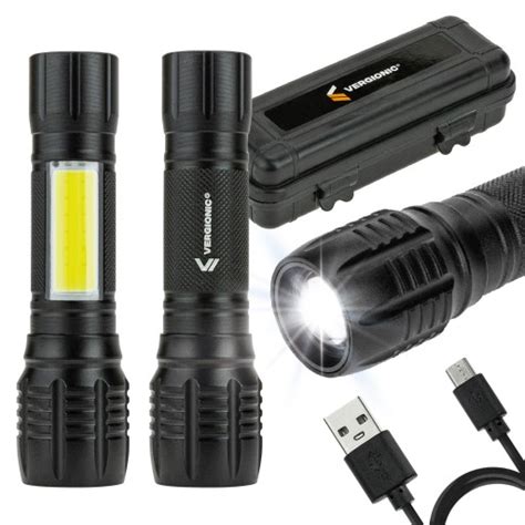 LATARKA Taktyczna DIODA LED Poręczna ETUI Kabel USB Mocny ZOOM 6500K