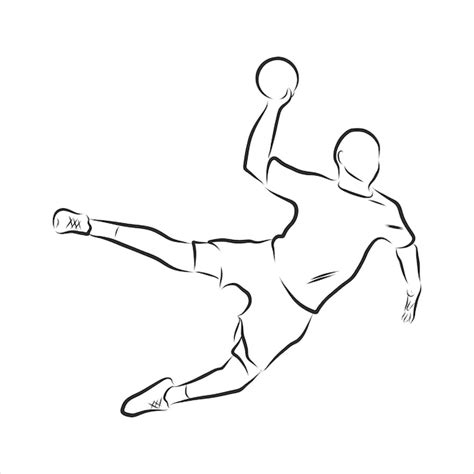 Illustration des Mannes der Handball spielt Schwarz Weiß Zeichnung