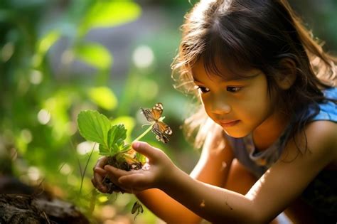 Premium Photo | The joy and wonder of a child girl exploring nature