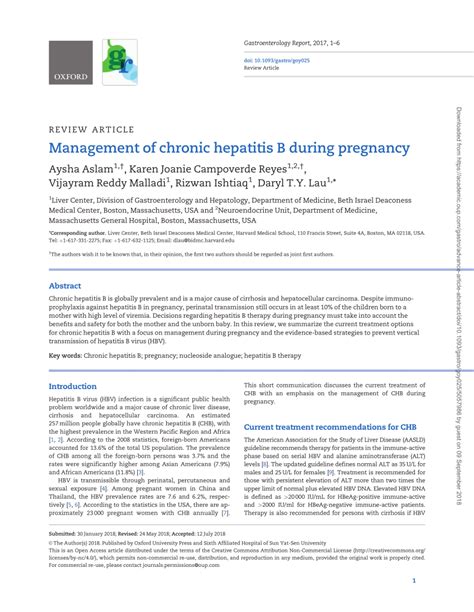 Pdf Management Of Chronic Hepatitis B During Pregnancy