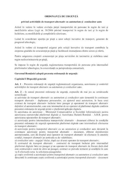 PDF ORDONANȚĂ DE URGENȚĂ privind activităţile de transport