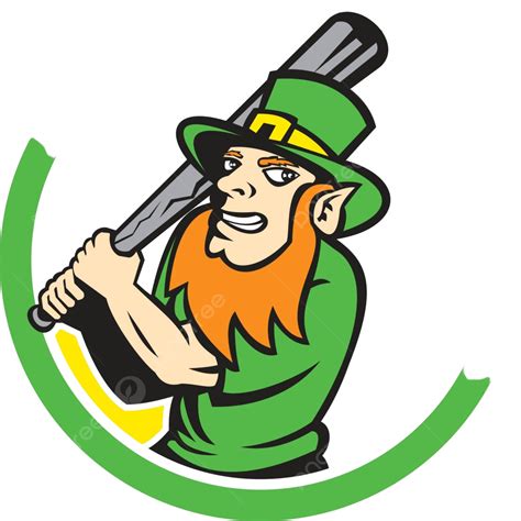 Leprechaun Baseball Hitter Batting Circle Retro Man Hitter Graphics