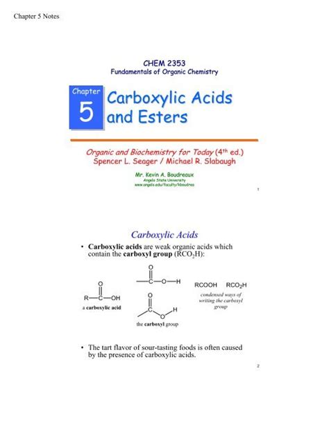 Carboxylic Acids And Esters Angelo State University