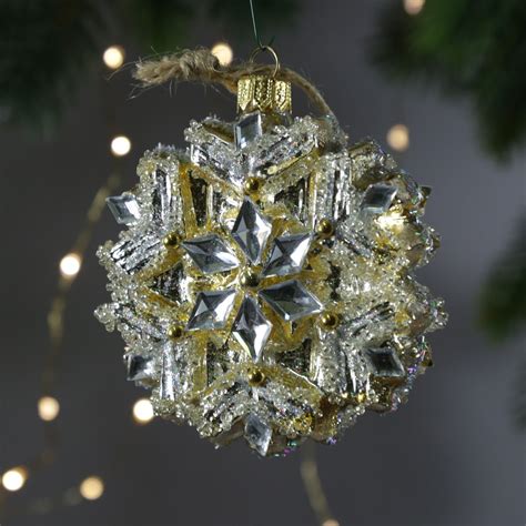 Magic Christmas Glass Ornaments Golden Snowflake With - Etsy