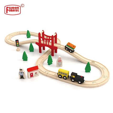 wooden train track set  piece railway track  compatible