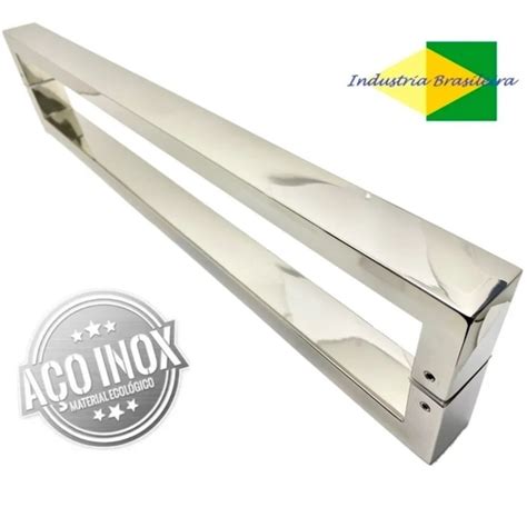 Puxador De Porta Duplo Inox Polido Cm Portal Fechaduras