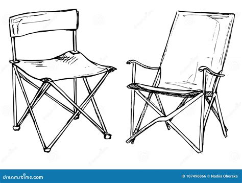 Two Folding Chairs On A White Background Isolation Vector Illustration