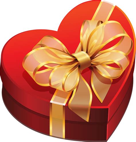 Red Love Gift Box With Gold Ribbon Png