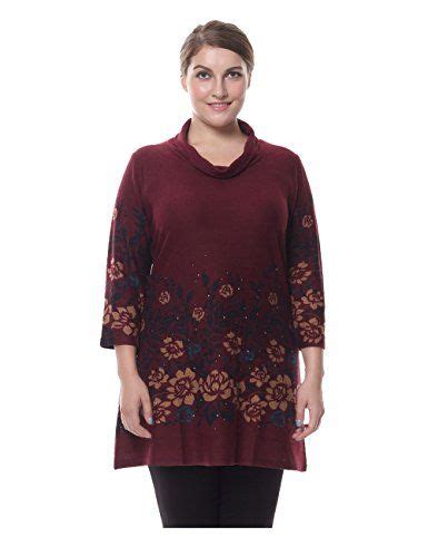 Chicwe Women S Plus Size Cashmere Touch Cowl Neck Tunic Dress With