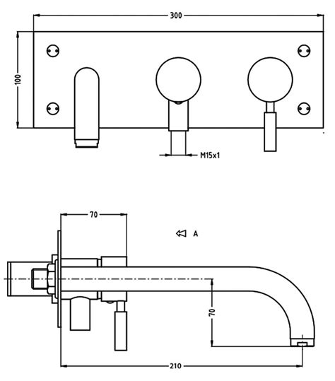 Crosswater Design 3 Hole Wall Mounted Bath Shower Mixer Tap Kit