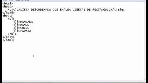Lista Desordenada En Html Que Emplea Como Vi Etas El Rect Ngulo Youtube