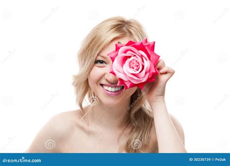 Fille Blonde Avec La Fleur Image Stock Image Du Plaisir