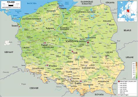 Physical Map Of Poland Map Of Poland Physcal Eastern Europe Europe