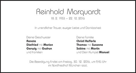 Traueranzeigen Von Reinhold Marquardt Sz Gedenken De