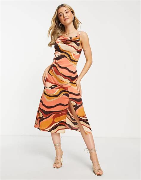 Outrageous Fortune Midi Dress In 70s Swirl Print Asos