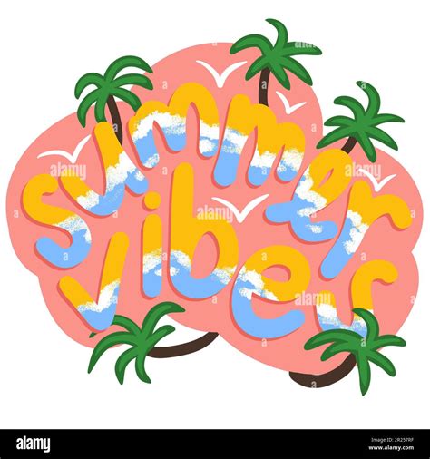 Summer Vibes Hand Drawn Illustration Sticker Sea Ocean Beach Vacation