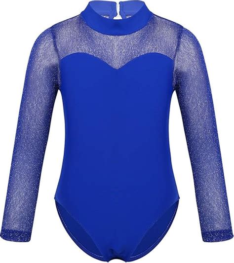 CHICTRY Langarm Ballettanzug Mädchen Ballett Trikot Body Glitzer