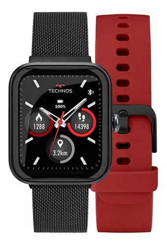 Smartwatch Technos TMAXAA 5P Caja Negra Malla Negra De Acero