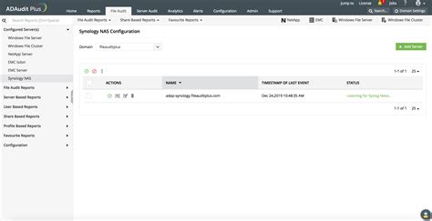 Configurar La Auditor A De Synology Nas Manageengine Adaudit Plus