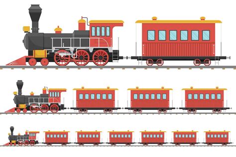 Vintage Steam Locomotive And Wagon On Railroad 1873078 Vector Art At