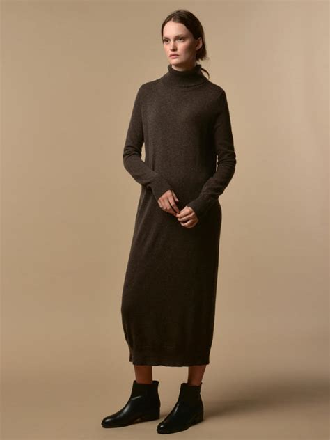 Pure Cashmere Nyc Turtleneck Maxi Dress Cocoa Brown Garmentory