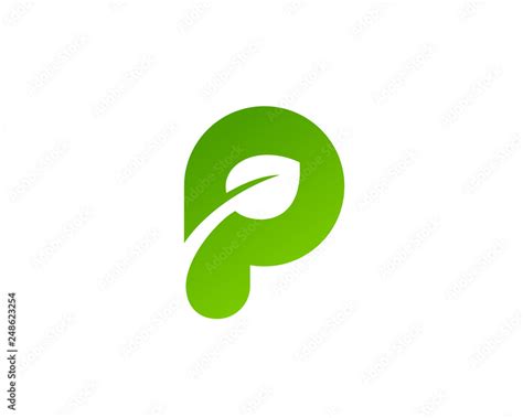 Letter P Eco Leaves Logo Icon Design Template Elements Stock Vector