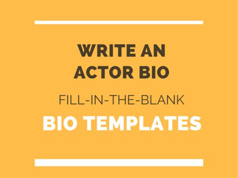 Actor Bio: Example Wording and Free Template | BioTemplates.com