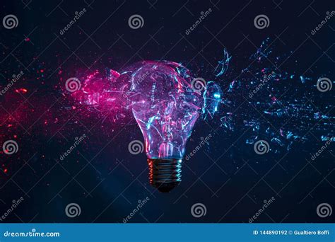 Explosion Of A Filament Light Bulb Stock Photo Image Of Collision