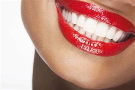 Beautiful Woman Smiling with Red Lips Stock Image - Image of people, background: 31838573